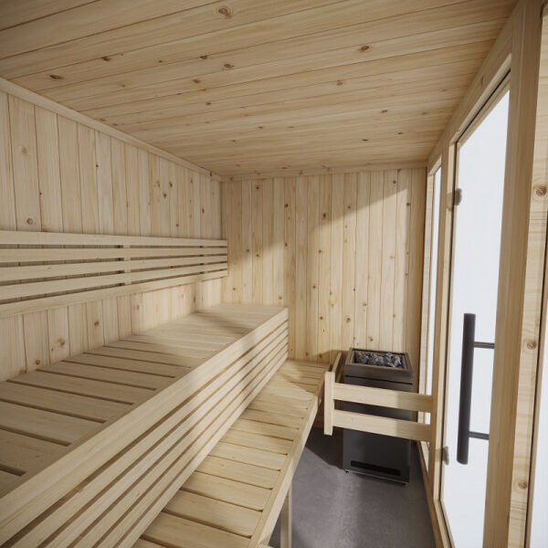 Sauna finlandese in tradizionale in abete nordico massiccio 207x164