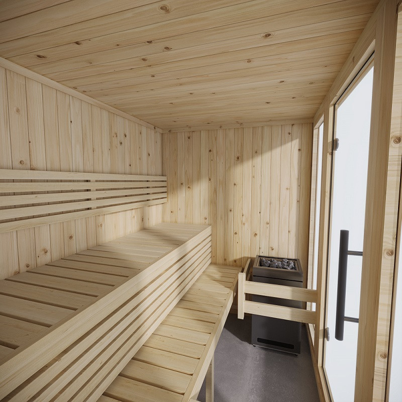 Sauna finlandese in tradizionale in abete nordico massiccio 207x164
