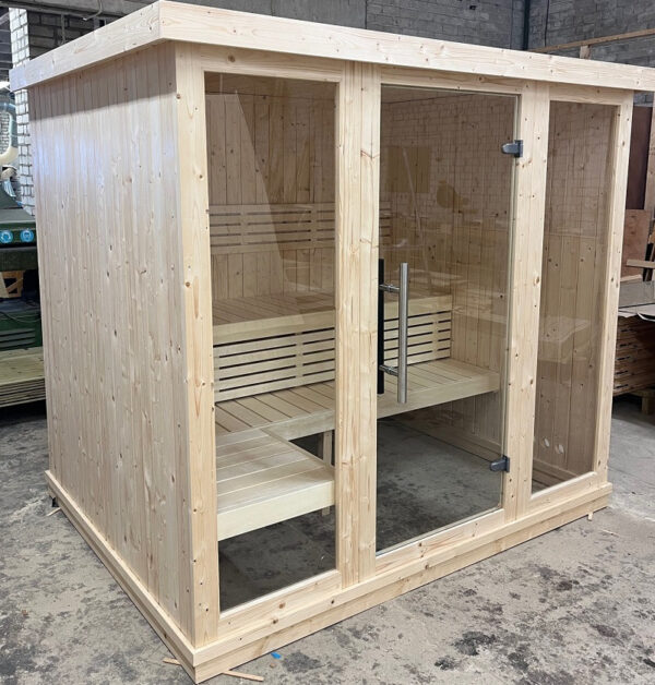 Sauna finlandese in tradizionale in abete nordico massiccio 207x164