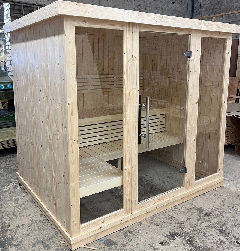 Sauna finlandese in tradizionale in abete nordico massiccio 207x164