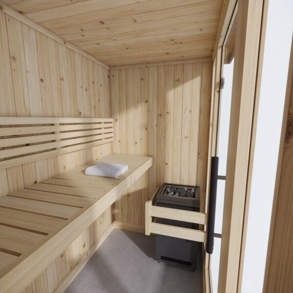 Sauna finlandese in tradizionale in abete nordico massiccio 207x164