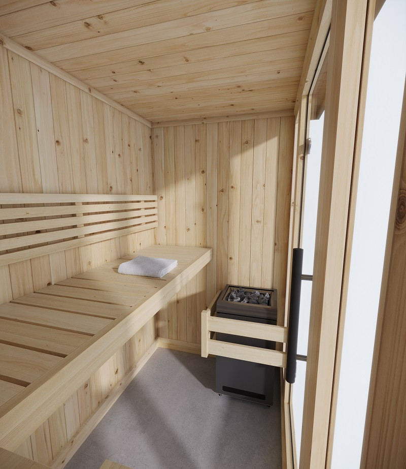 Sauna finlandese in tradizionale in abete nordico massiccio 207x164