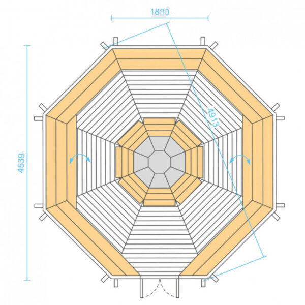 Dimensioni gazebo pianta ottagonale