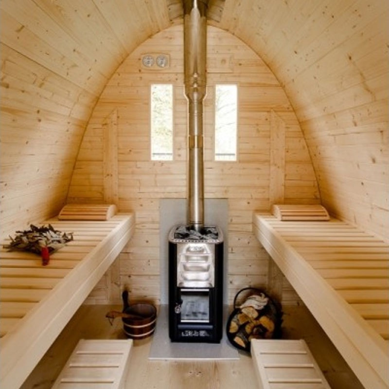 Sauna Pod finlandese ad igloo fino a 4 persone da esterno con spogliatoio