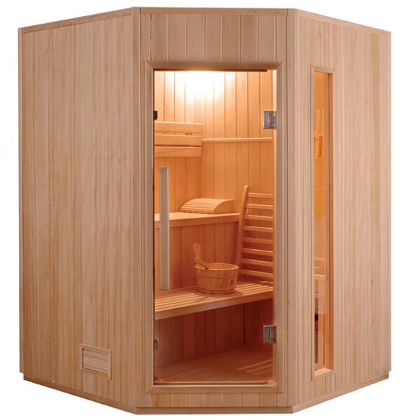 Sauna finlandese 3-4 posti angolare 150x150 cm
