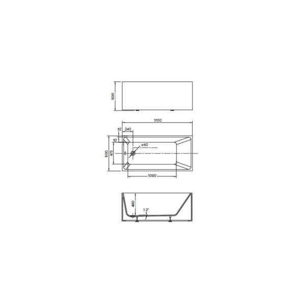 Vasca da bagno freestanding 170x80 cm Polaris2