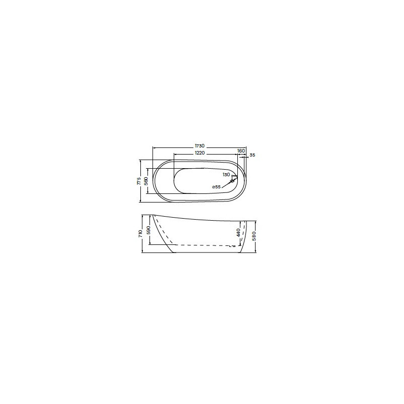 Vasca da bagno freestanding 170x90 cm Auriga