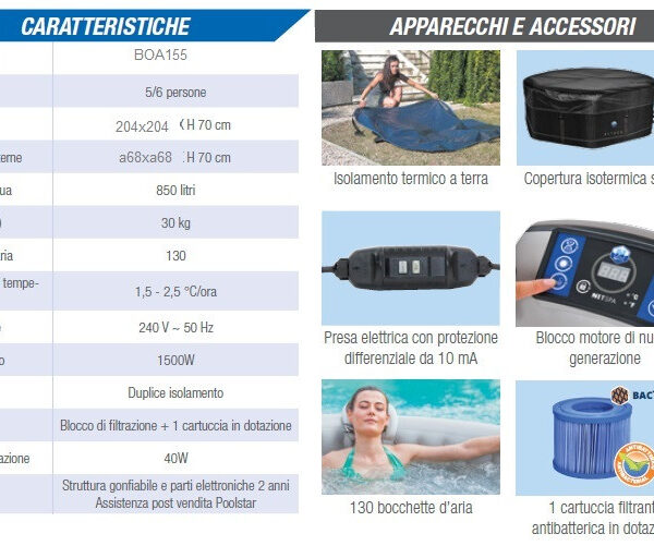 Piscina idromassaggio gonfiabile BOA da esterno 5/6 posti, rotonda