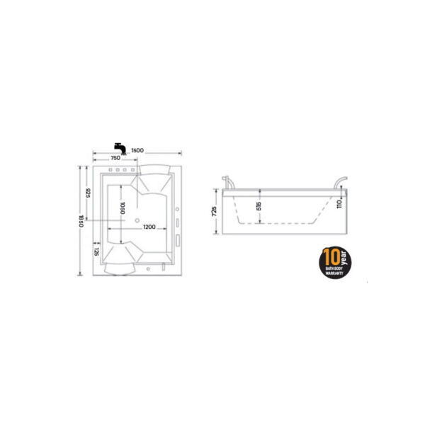 Vasca idromassaggio 2 persone 185x150 Eclisse
