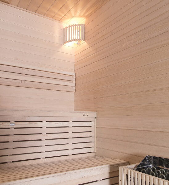 Sauna finlandese in hemlock canadese 105x150 cm con frontale vetrato