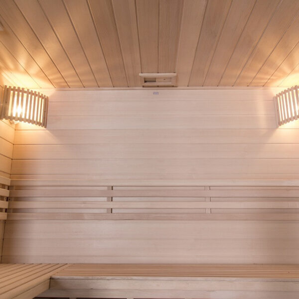 Sauna finlandese in hemlock canadese 150x180 cm con frontale vetrato