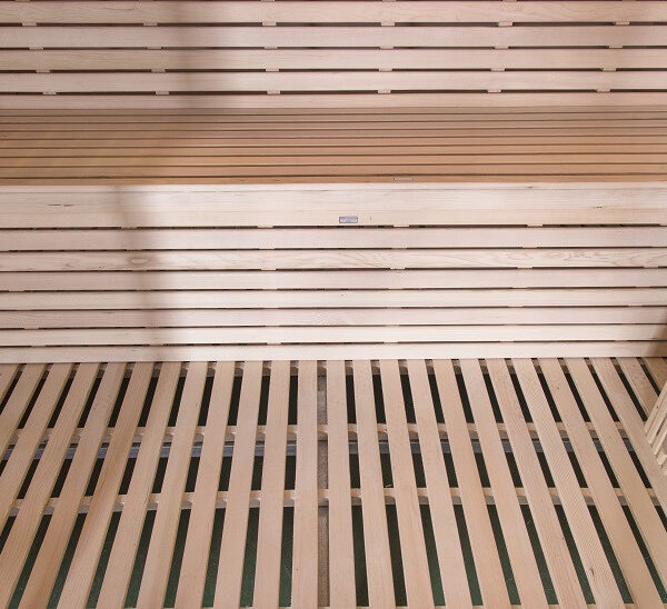 Sauna finlandese in hemlock canadese 150x180 cm con frontale vetrato