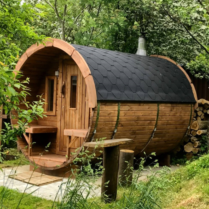 Sauna Finlandese A Botte Da Esterno - Per 8 Persone, 2.0x1.9m, Con Stufa Elettrica - Foto 8