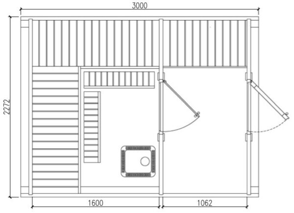 Sauna BUS finlandese da esterno da 3,5 a 5,9 m