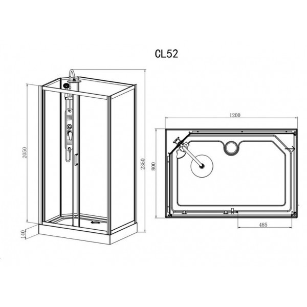 Box doccia idromassaggio rettangolare 120x80