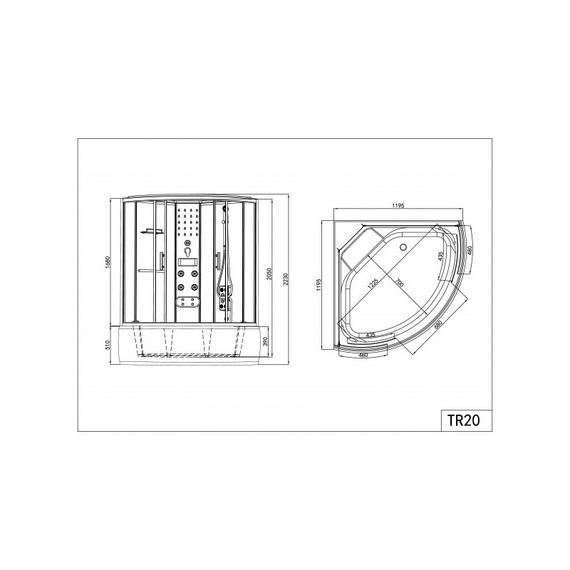 Box doccia idromassaggio angolare con vasca 120x120