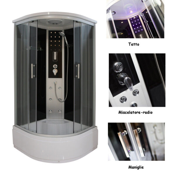 Box doccia idromassaggio circolare 90x90 con piatto alto