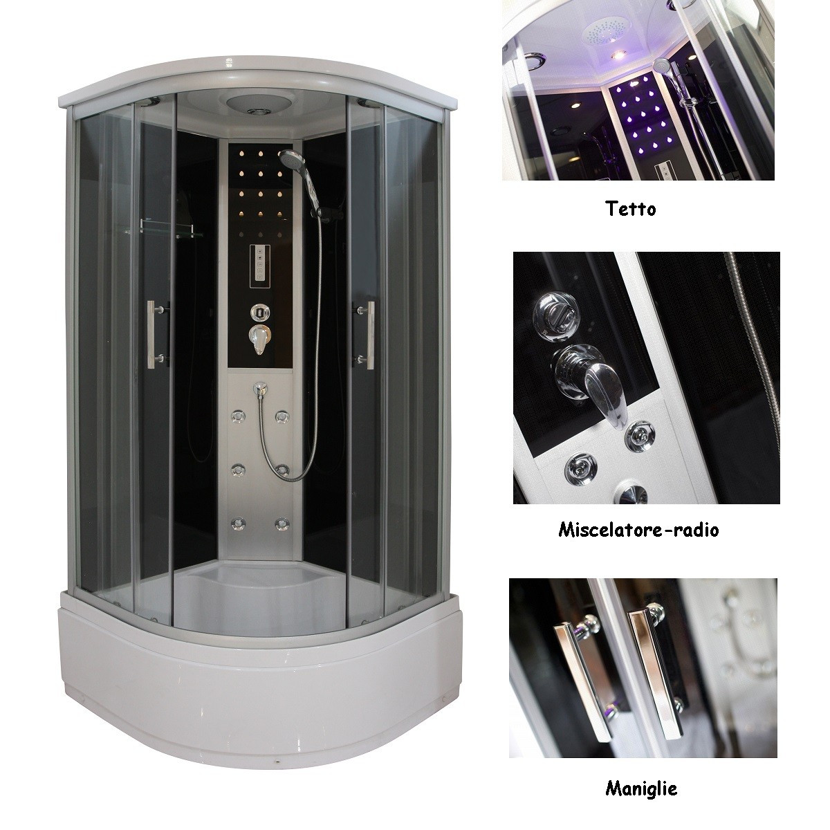 Box doccia idromassaggio circolare 90x90 con piatto alto