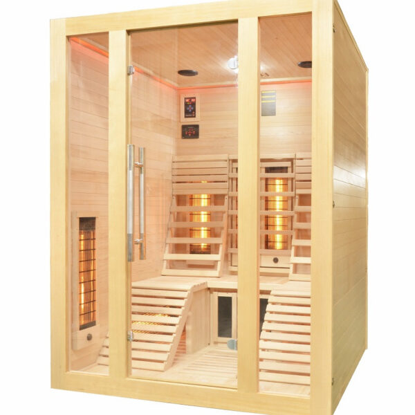 Sauna infrarossi FULL SPECTRUM per 2 persone sdraiate cromoterapia color legno