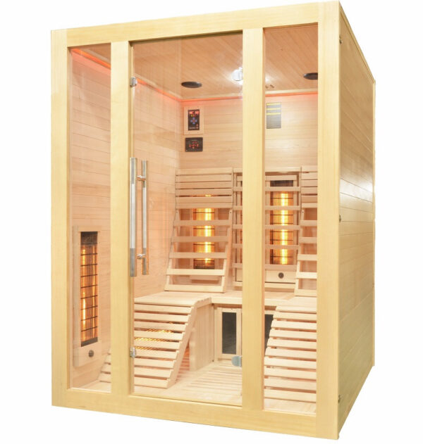 Sauna infrarossi FULL SPECTRUM per 2 persone sdraiate cromoterapia color legno