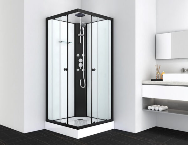 Box doccia idromassaggio quadrato 80x80 e 90x90 bianco con profili neri