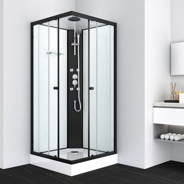 Box doccia idromassaggio quadrato 80x80 e 90x90 bianco con profili neri