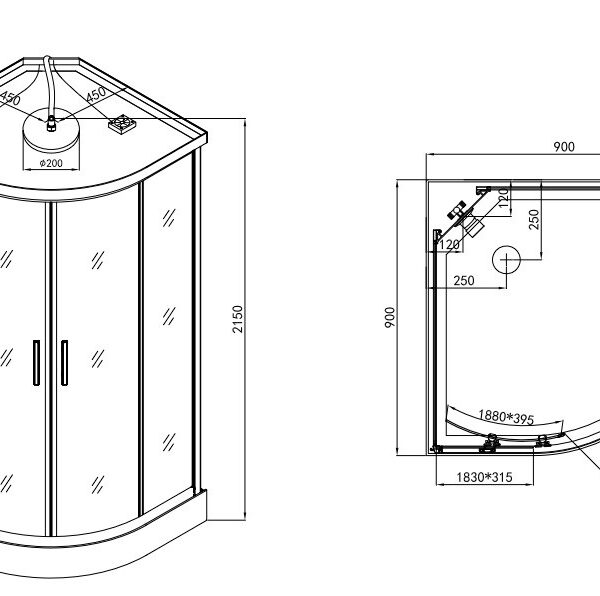Box doccia idromassaggio angolare 90 x 90 cm con seduta