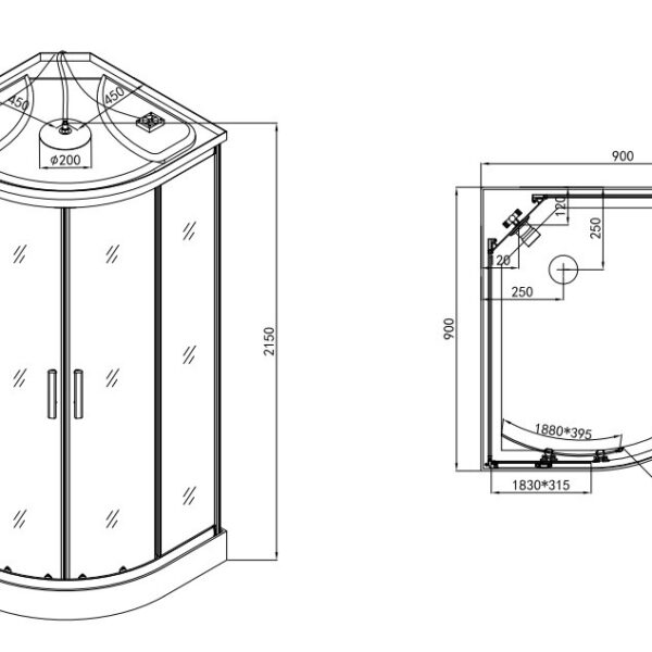 Box doccia idromassaggio angolare 90 x 90 cm con seduta
