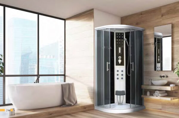 Box doccia idromassaggio circolare 90x90 cm con sauna-bagno turco