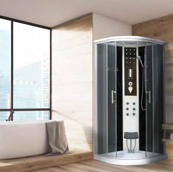 Box doccia idromassaggio circolare 90x90 cm con sauna-bagno turco