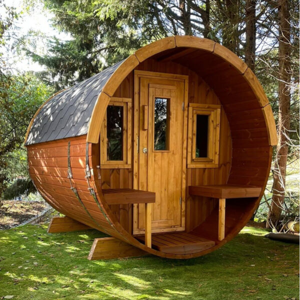 Sauna finlandese a botte da esterno diam 2.2 x 3.5m