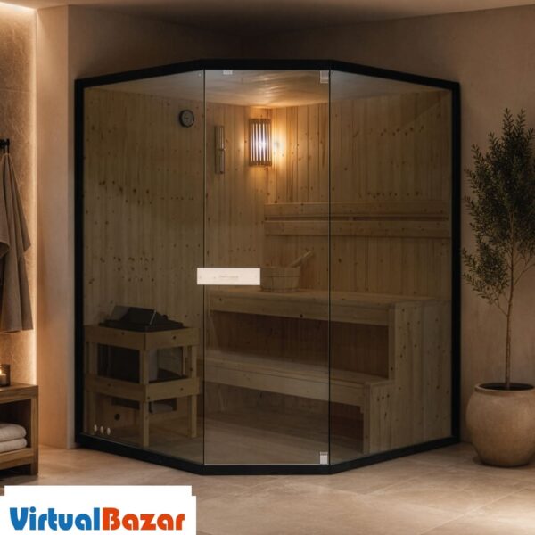 sauna angolare vetrata