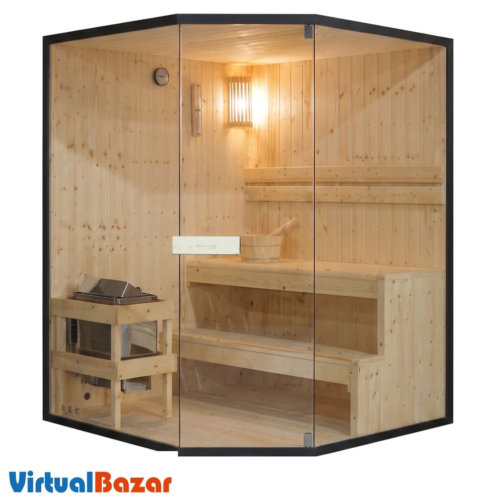 sauna angolare vetrata
