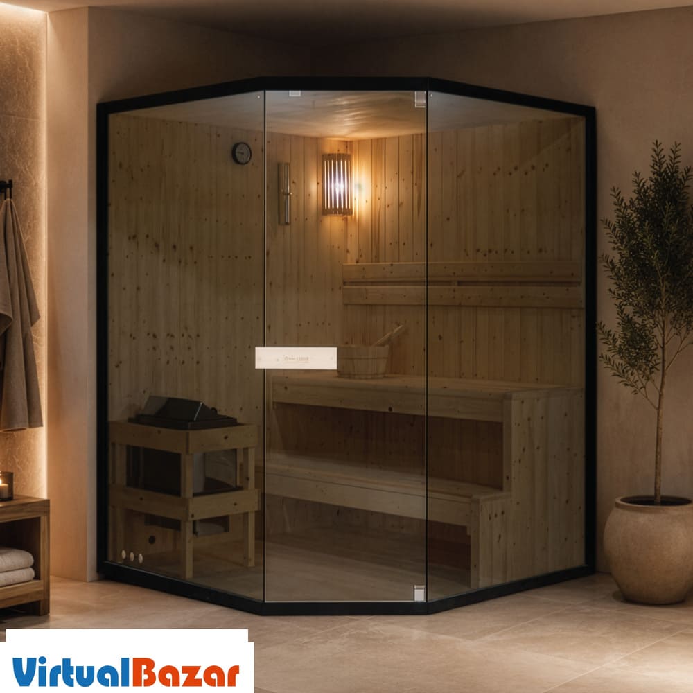 sauna angolare vetrata