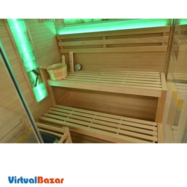 sauna con mattoni di sale panche