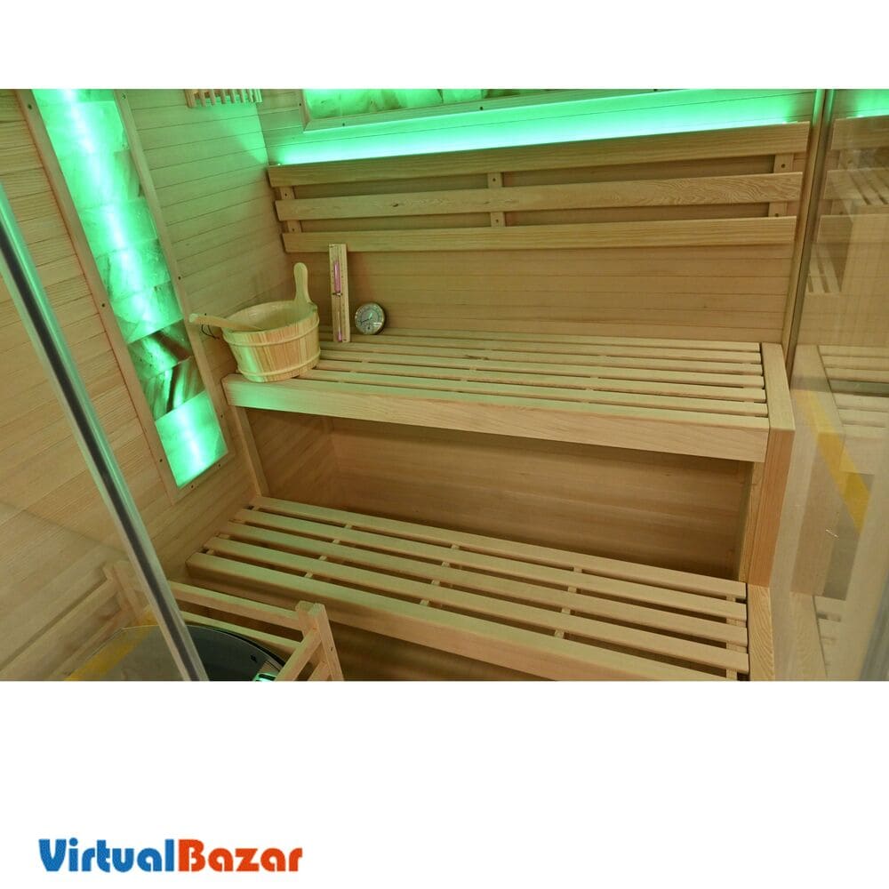 sauna con mattoni di sale panche