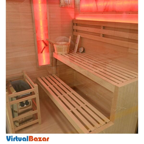 sauna con mattoni di sale stufa