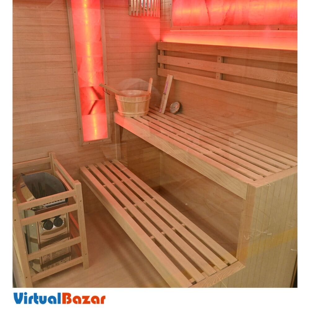 sauna con mattoni di sale stufa