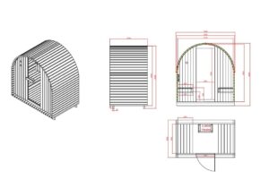 sauna da esterno 2 persone F90120 - disegni