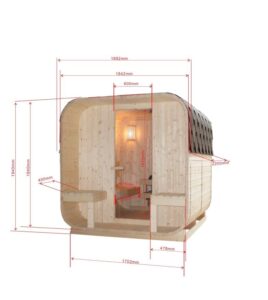 sauna da esterno F60220 4 persone frontale - dimensioni