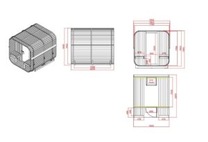 sauna da esterno F60220 4 persone frontale - disegni