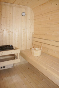 sauna da esterno F60220 4 persone frontale - panca