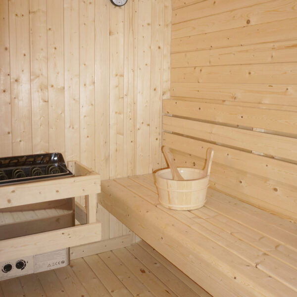 sauna da esterno F60220 4 persone frontale - panca