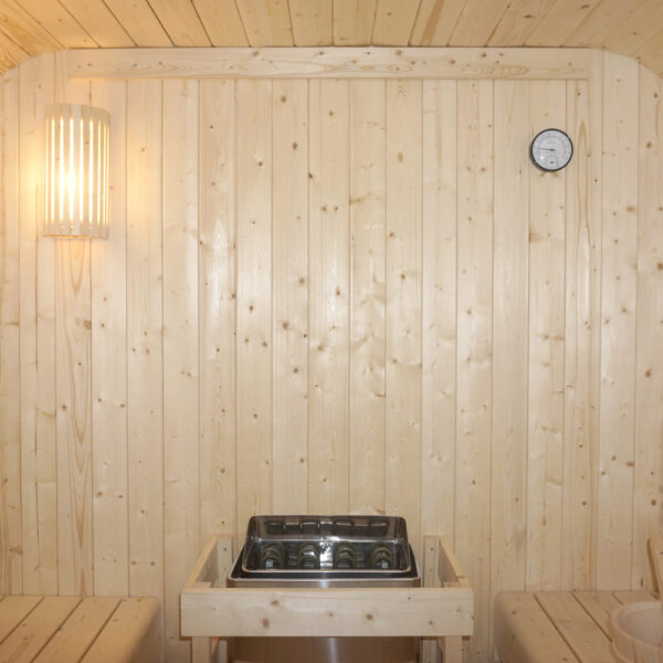 sauna da esterno F60220 4 persone frontale - parete interna