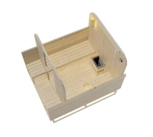 sauna da esterno F60220 4 persone frontale - spaccato