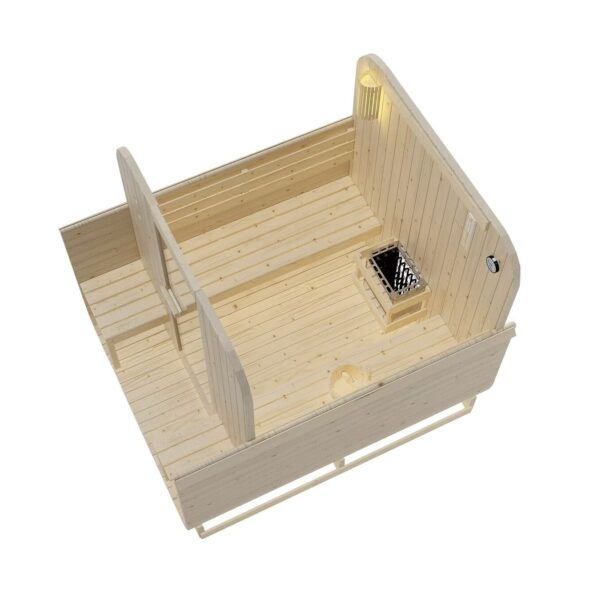 sauna da esterno F60220 4 persone frontale - spaccato