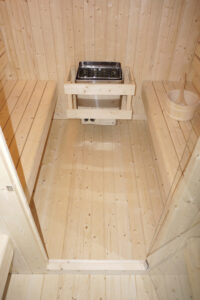 sauna da esterno F60220 4 persone frontale stufa