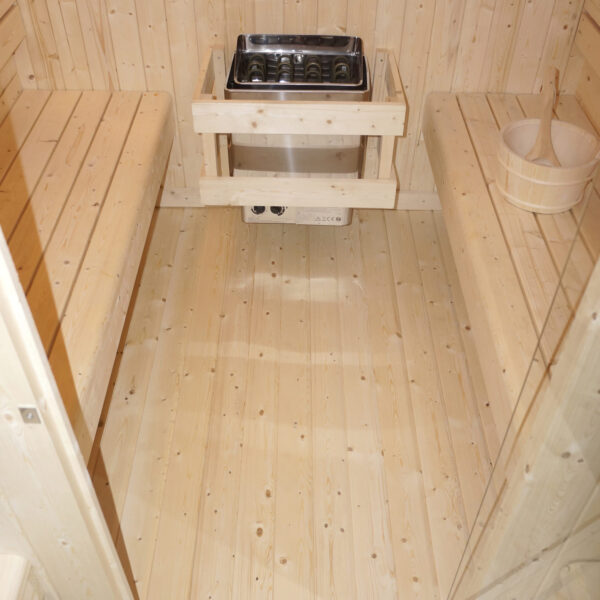 sauna da esterno F60220 4 persone frontale stufa