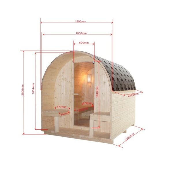 sauna da giardino F90220 - dimensioni