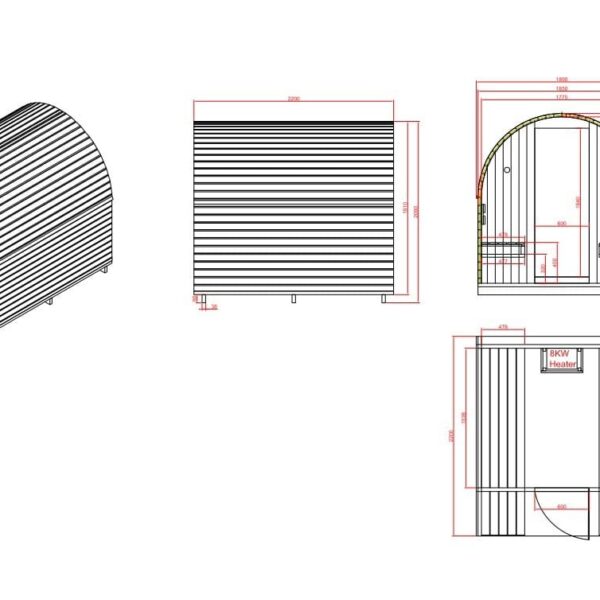 sauna da giardino F90220 disegni